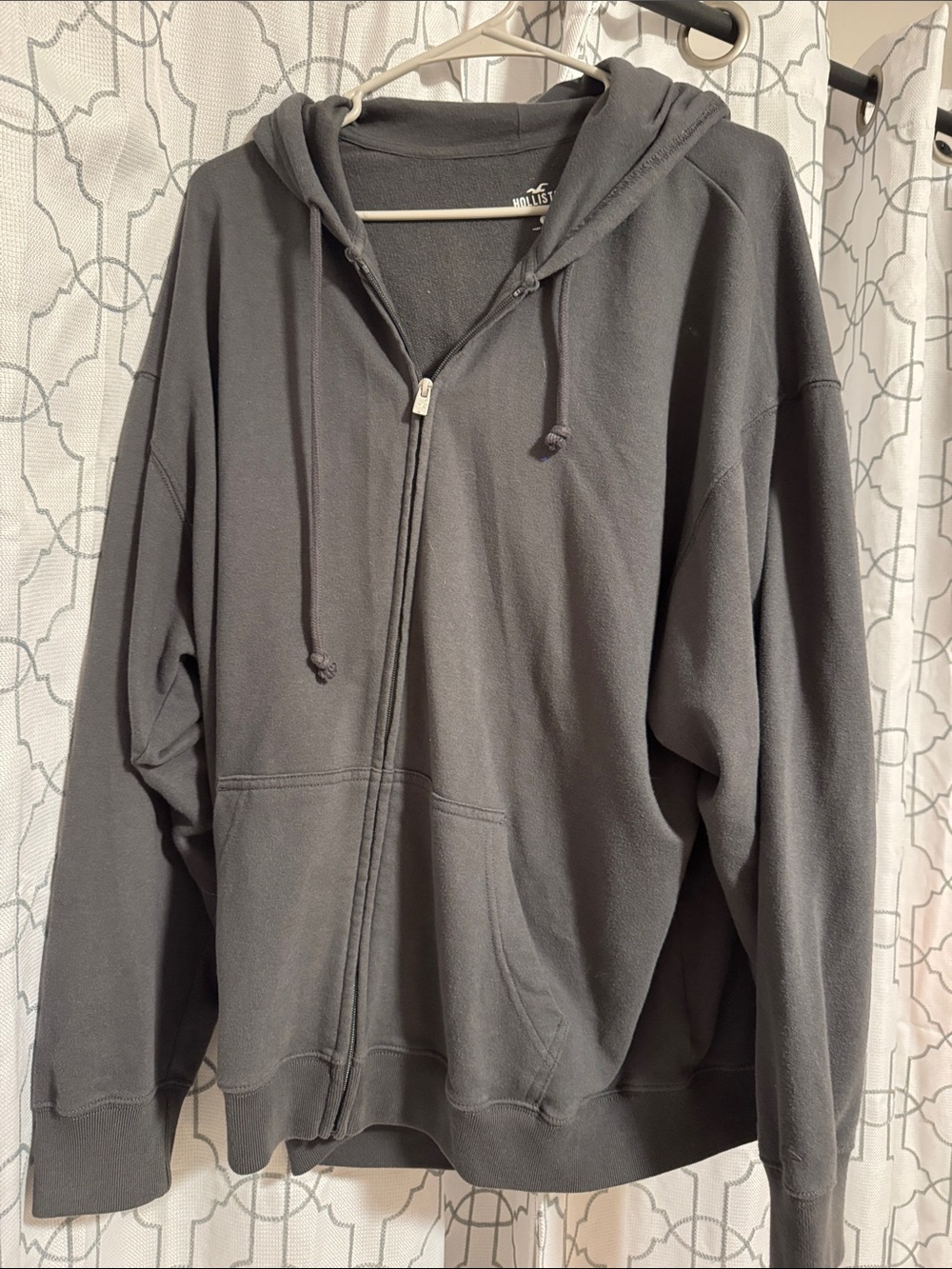 Hollister Charcoal Gray Zip-Up Hoodie Sweater